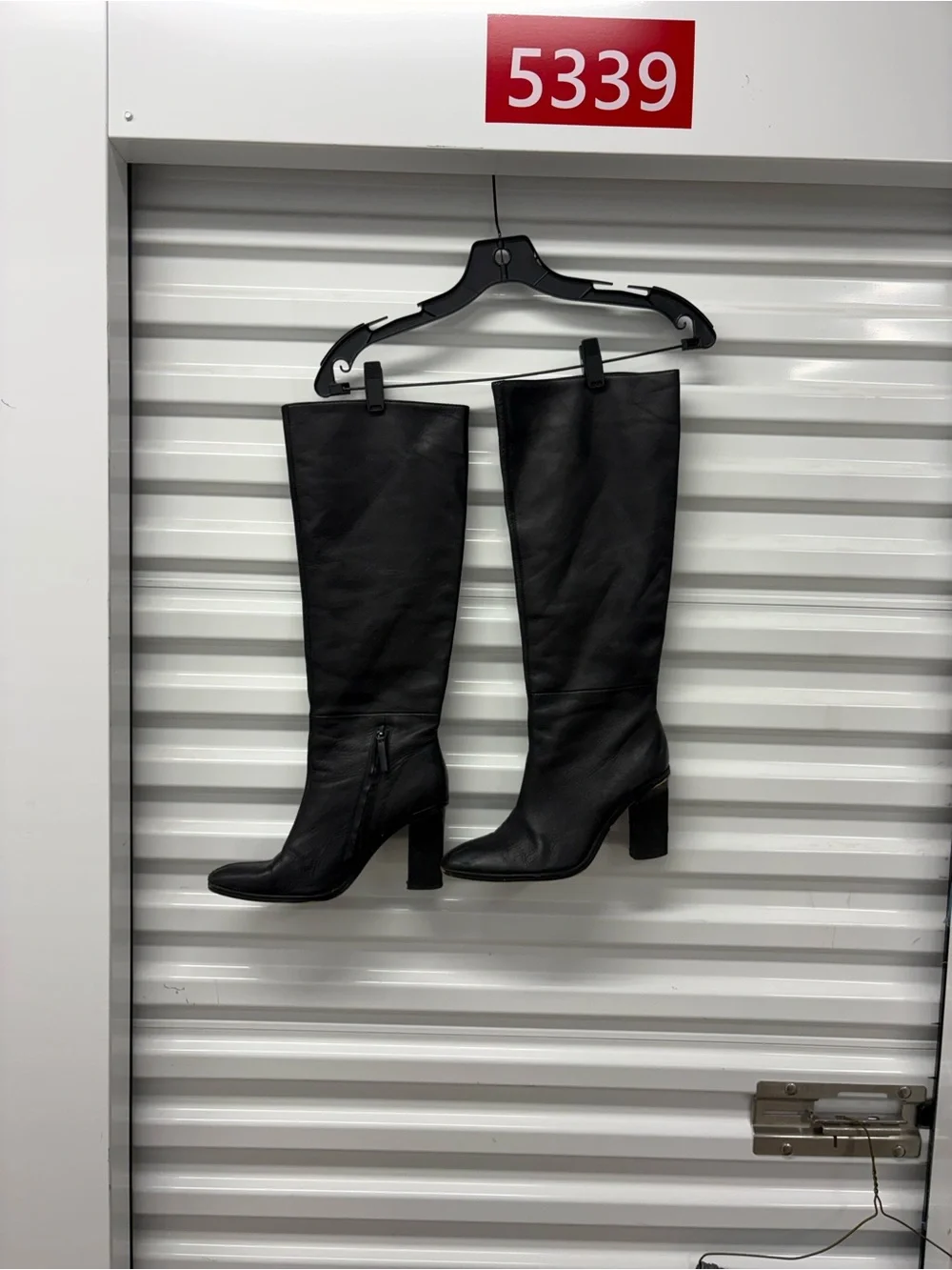 Zara Real Black Leather Knee High Riding Boots Zip Pointed Toe Women's EU 40